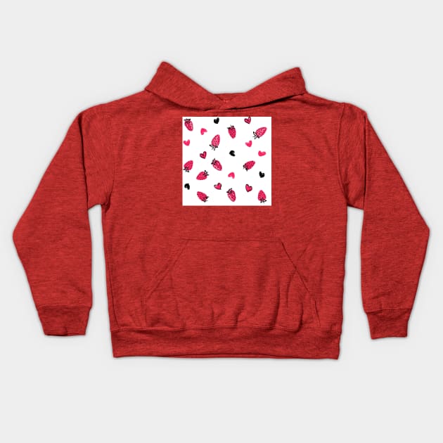 White Strawberry Love Kids Hoodie by Carolina Díaz